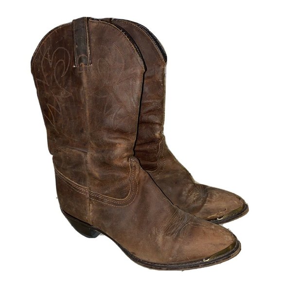 Durango Cowboy Boots Sz 9M Brown Leather Slouch - Picture 1 of 8
